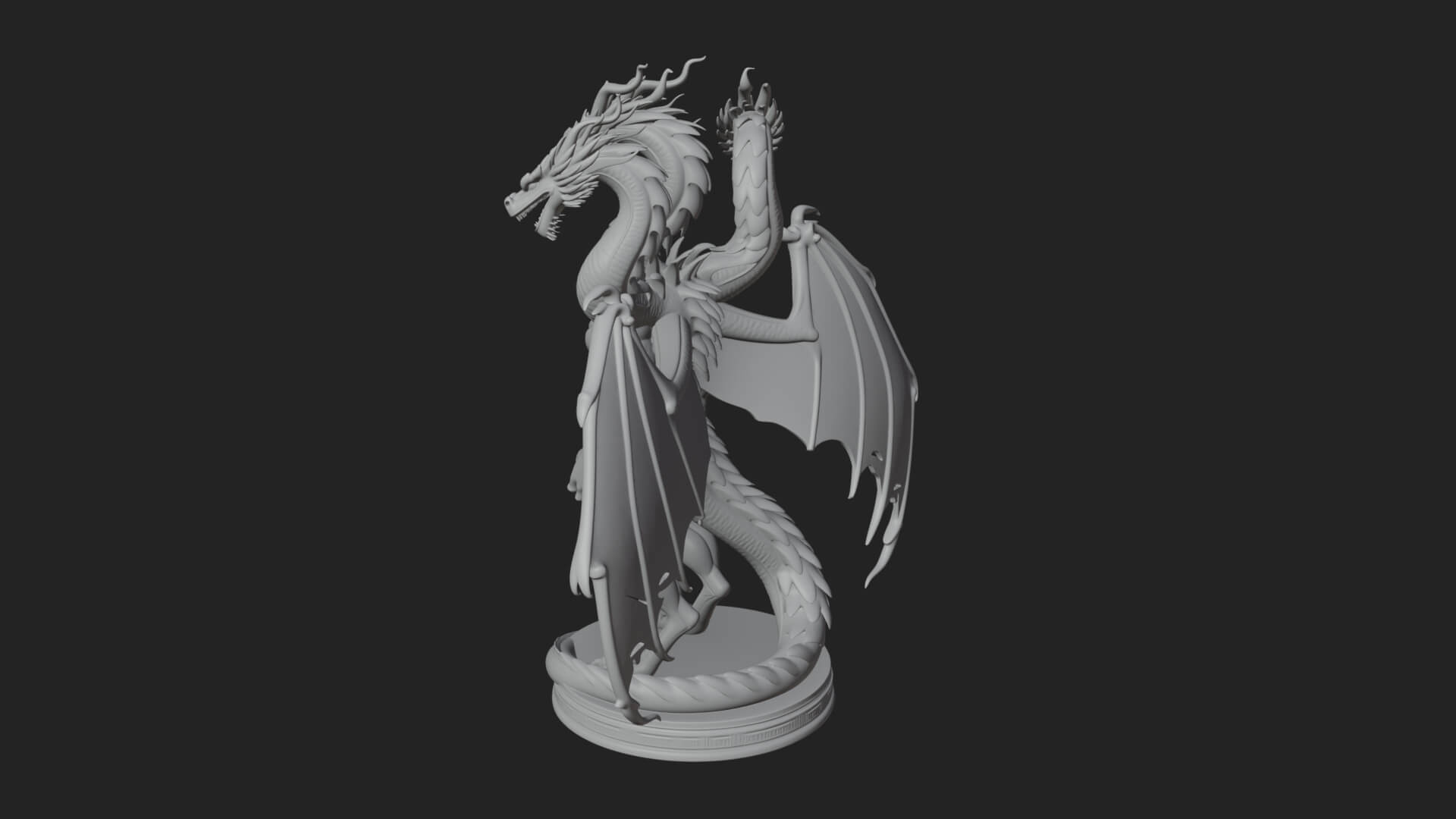 Winged Dragon Statue Design 42 3D Print Model 3D Model