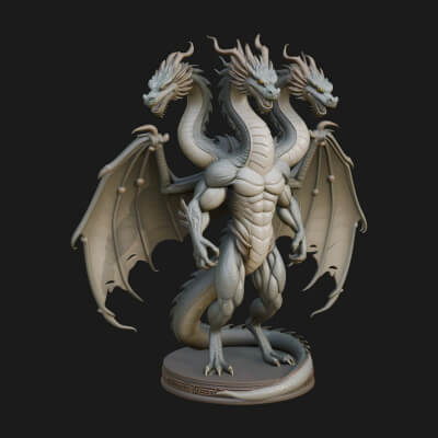 Winged Dragon Statue Design 42 3D Print Model