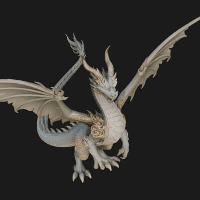 Winged Dragon Statue Design 5 3D Print Model