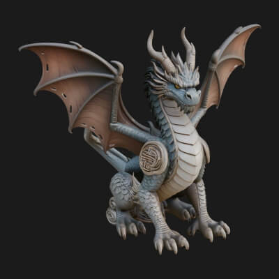 Winged Dragon Statue Design 6 3D Print Model