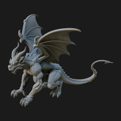 Winged Dragon Statue Design 7 3D Print Model
