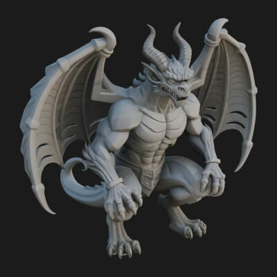 Winged Dragon Statue Design 8 3D Print Model