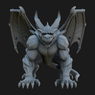 Winged Dragon Statue Design 9 3D Print Model
