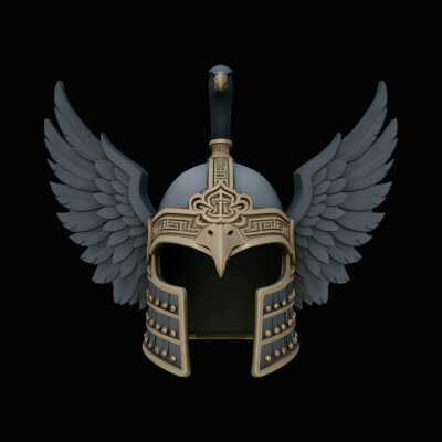 Winged Eagle Helmet Statue Design 3 3D Print Model