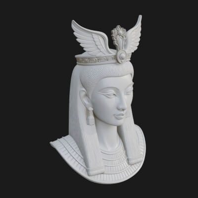 Winged Egyptian Goddess Bust Statue Design 1 3D Print