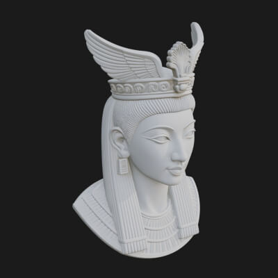 Winged Egyptian Goddess Bust Statue Design 2 3D Print