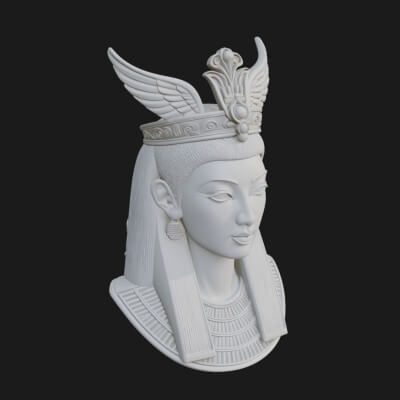 Winged Egyptian Goddess Bust Statue Design 3 3D Print