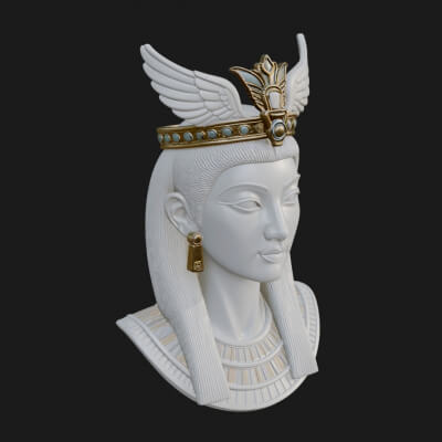Winged Egyptian Goddess Bust Statue Design 4 3D Print