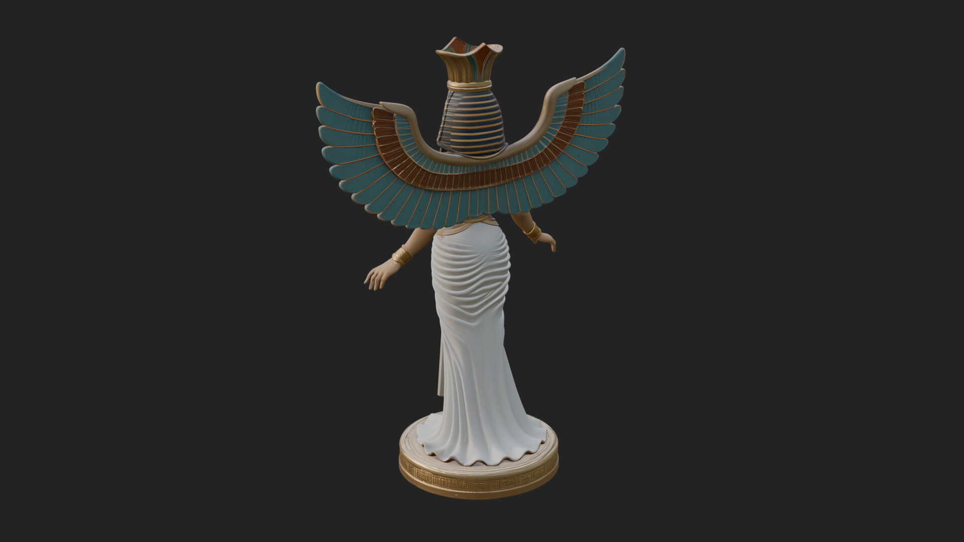 Winged Egyptian Goddess Statue Design 1 3D Print Model 3D Model
