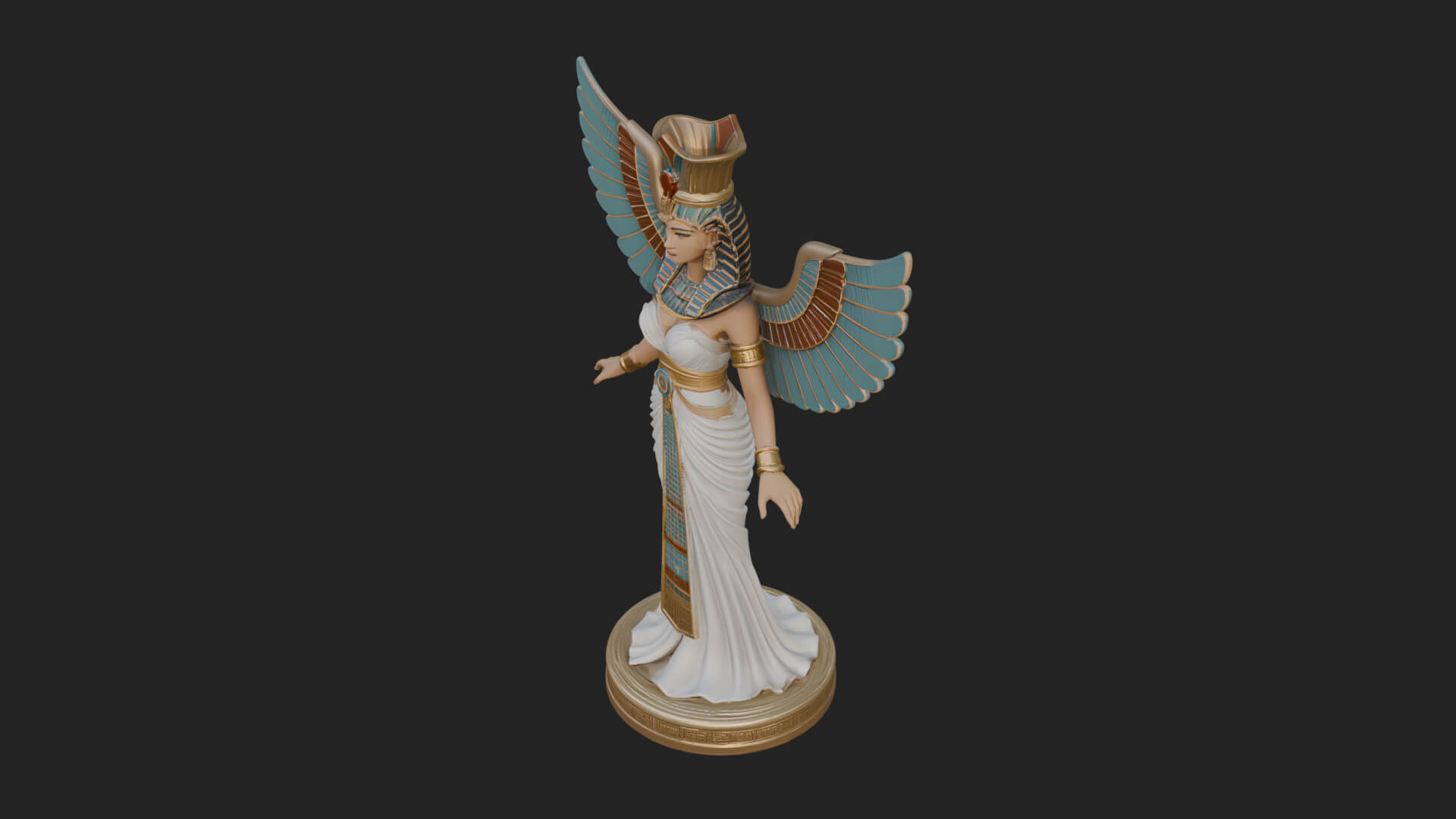 Winged Egyptian Goddess Statue Design 1 3D Print Model 3D Model