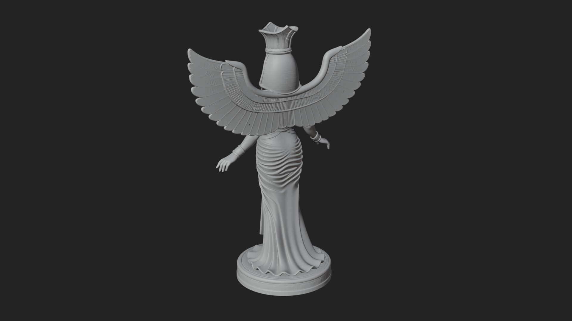 Winged Egyptian Goddess Statue Design 1 3D Print Model 3D Model