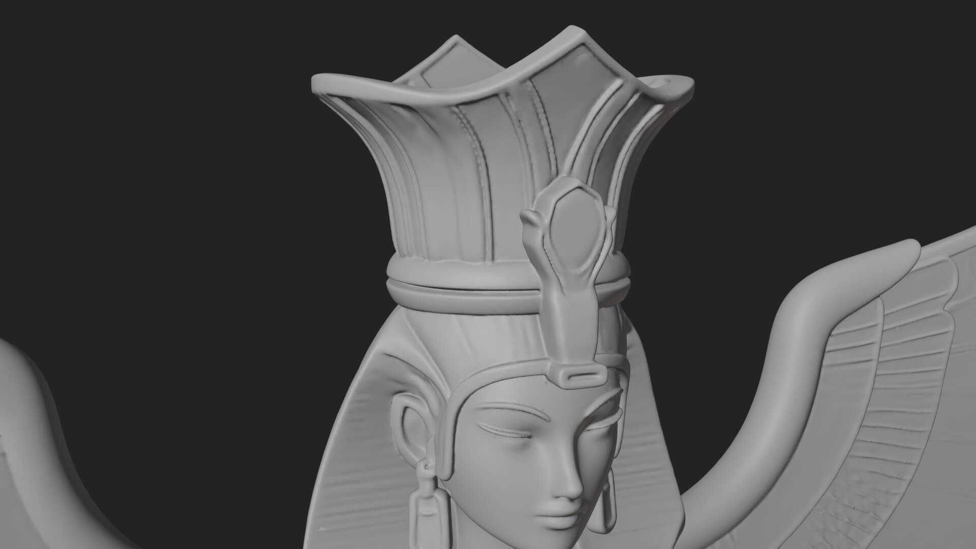 Winged Egyptian Goddess Statue Design 1 3D Print Model 3D Model
