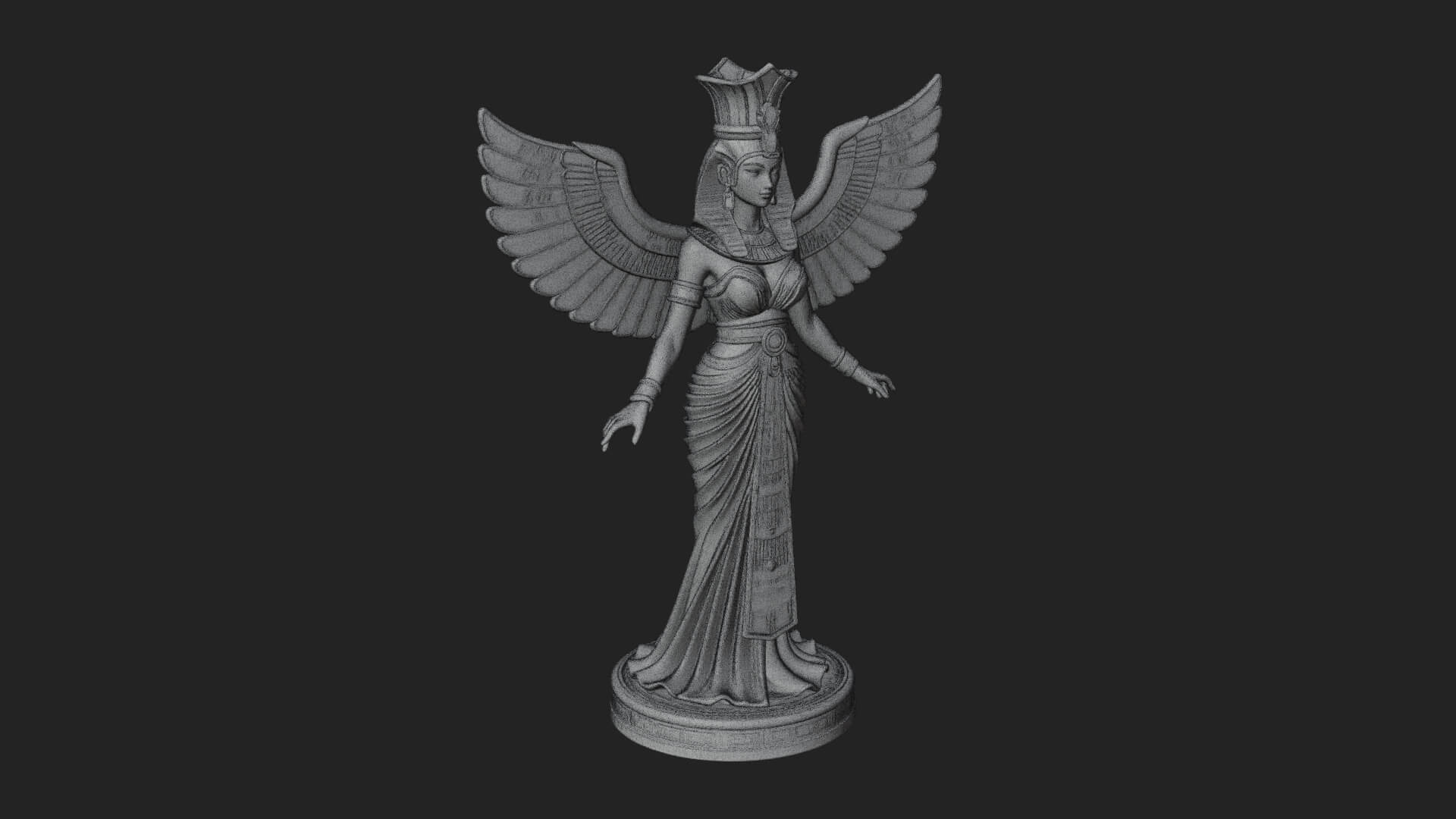 Winged Egyptian Goddess Statue Design 1 3D Print Model 3D Model