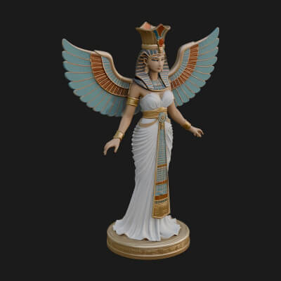 Winged Egyptian Goddess Statue Design 1 3D Print Model