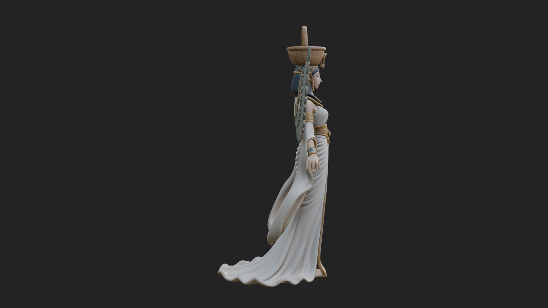 Winged Egyptian Goddess Statue Design 2 3D Print Model 3D Model