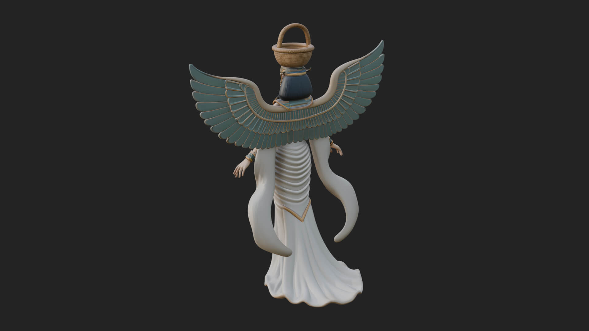 Winged Egyptian Goddess Statue Design 2 3D Print Model 3D Model