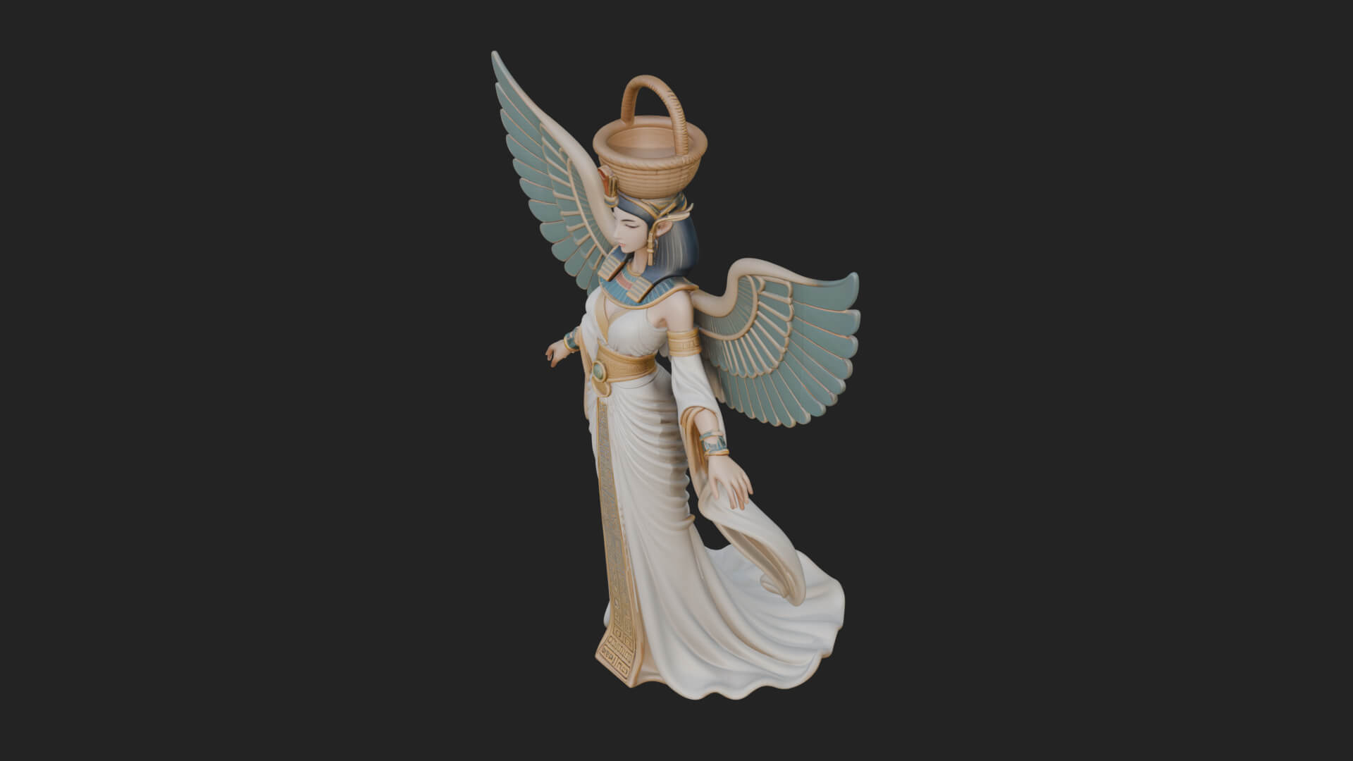 Winged Egyptian Goddess Statue Design 2 3D Print Model 3D Model