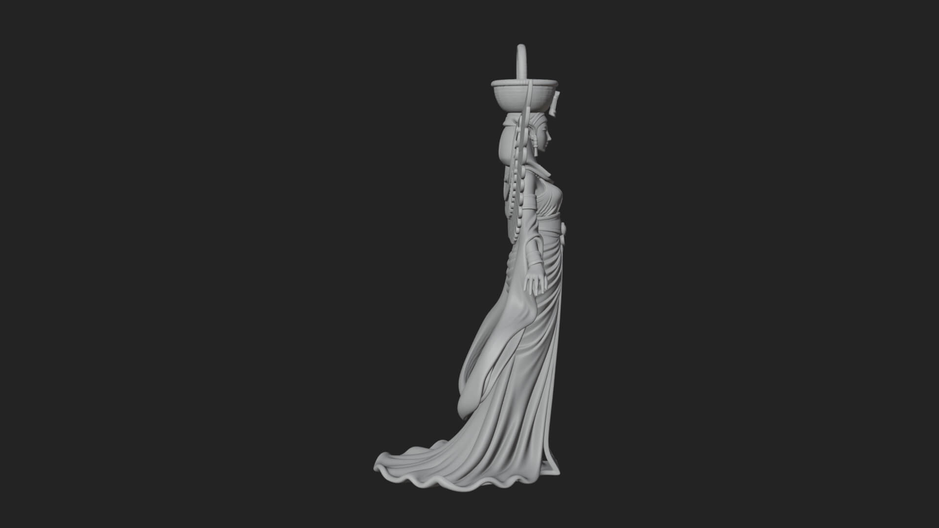 Winged Egyptian Goddess Statue Design 2 3D Print Model 3D Model