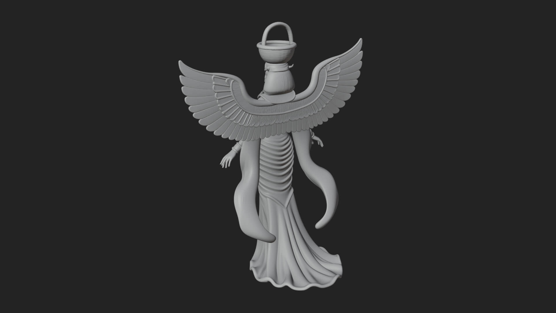 Winged Egyptian Goddess Statue Design 2 3D Print Model 3D Model
