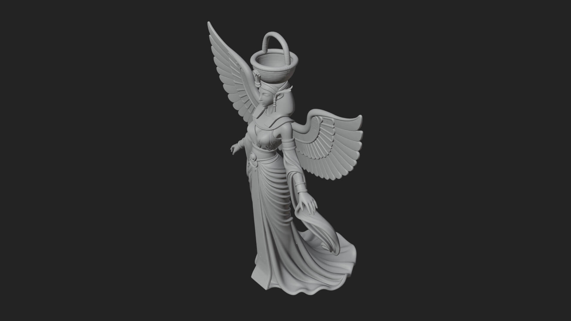 Winged Egyptian Goddess Statue Design 2 3D Print Model 3D Model
