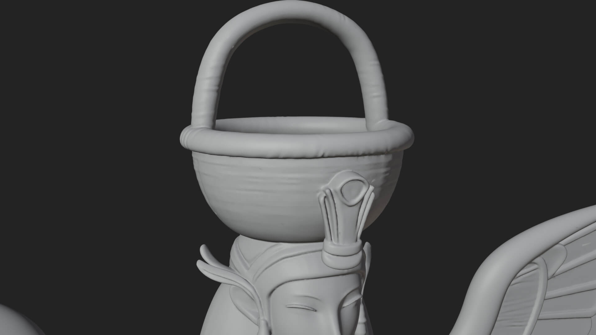 Winged Egyptian Goddess Statue Design 2 3D Print Model 3D Model