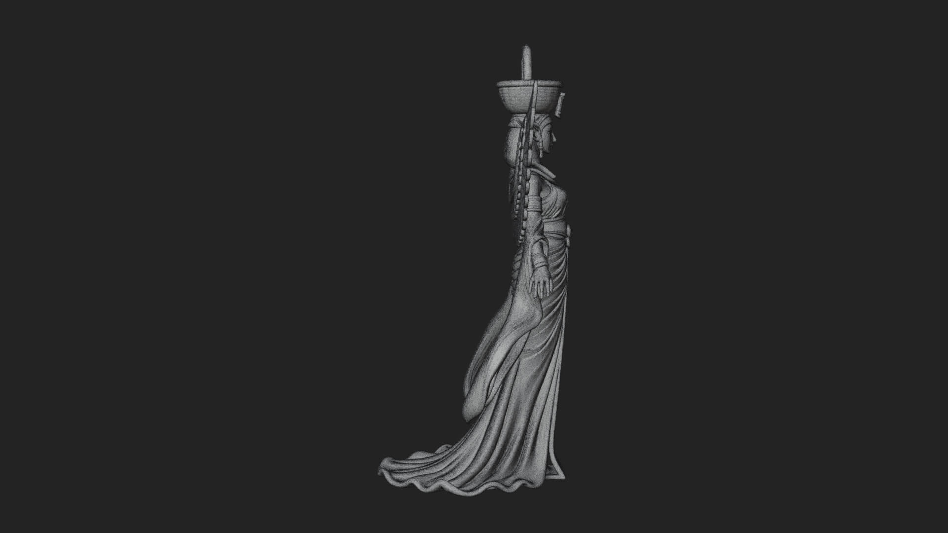 Winged Egyptian Goddess Statue Design 2 3D Print Model 3D Model