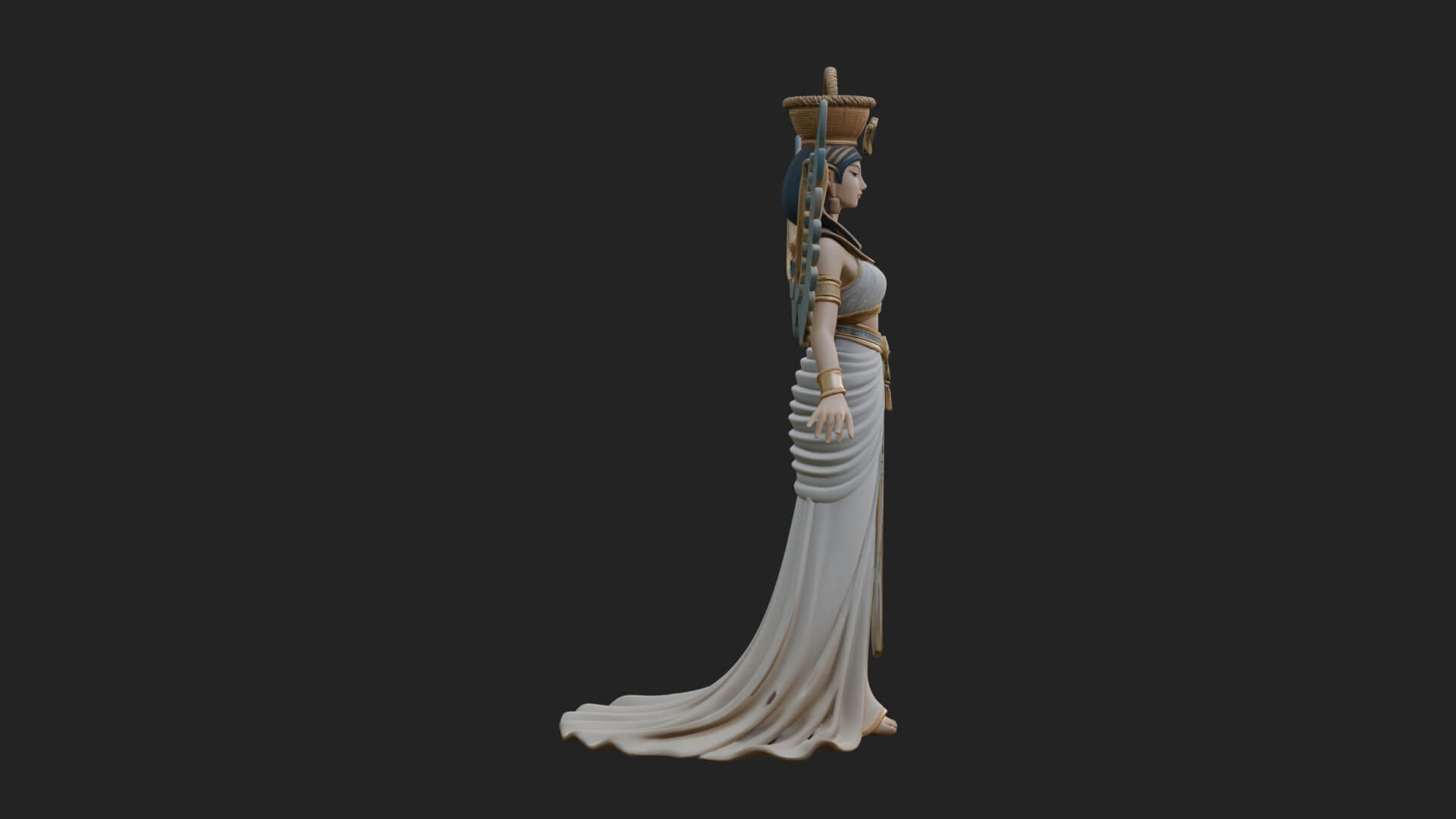 Winged Egyptian Goddess Statue Design 3 3D Print Model 3D Model