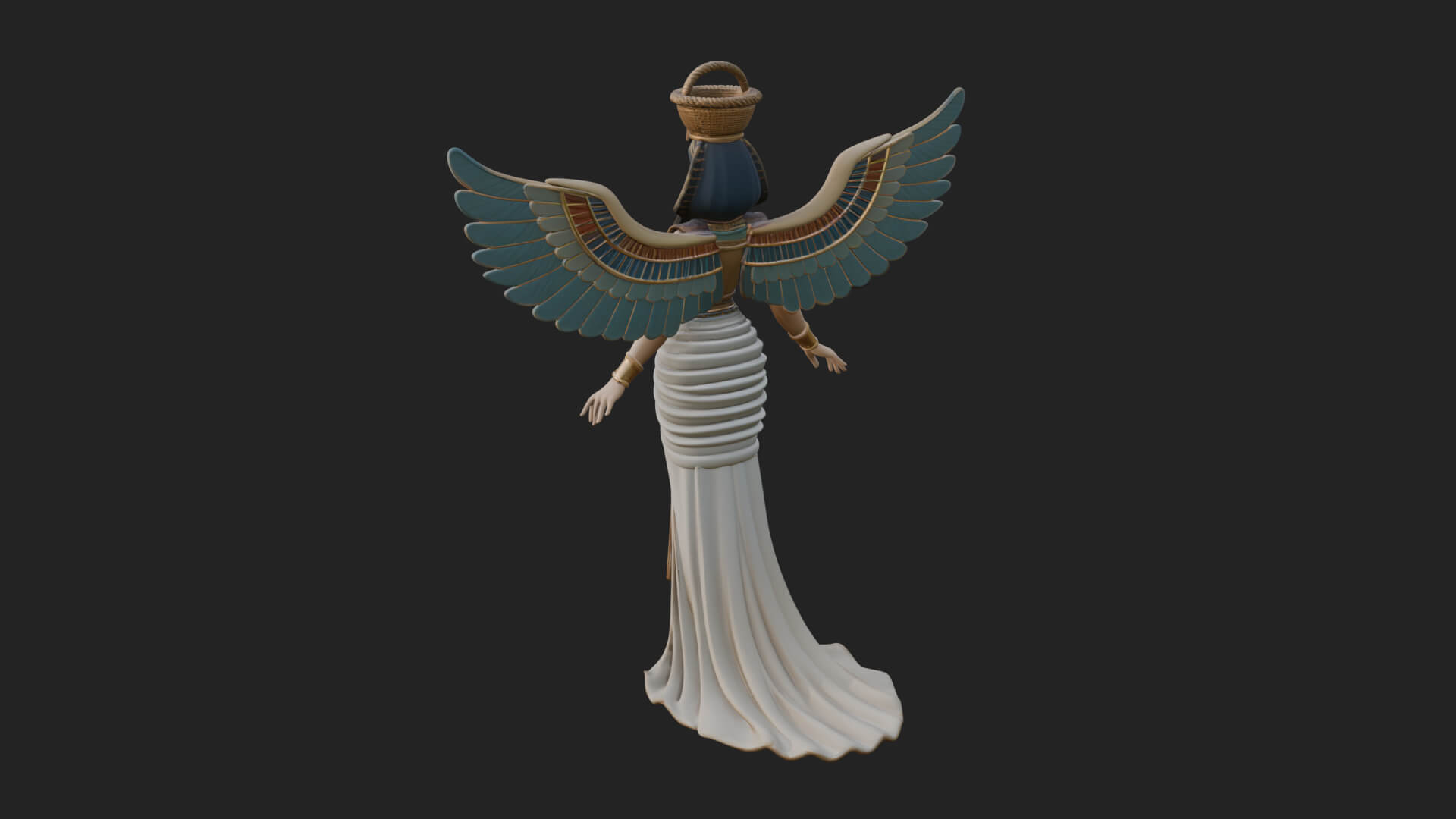 Winged Egyptian Goddess Statue Design 3 3D Print Model 3D Model