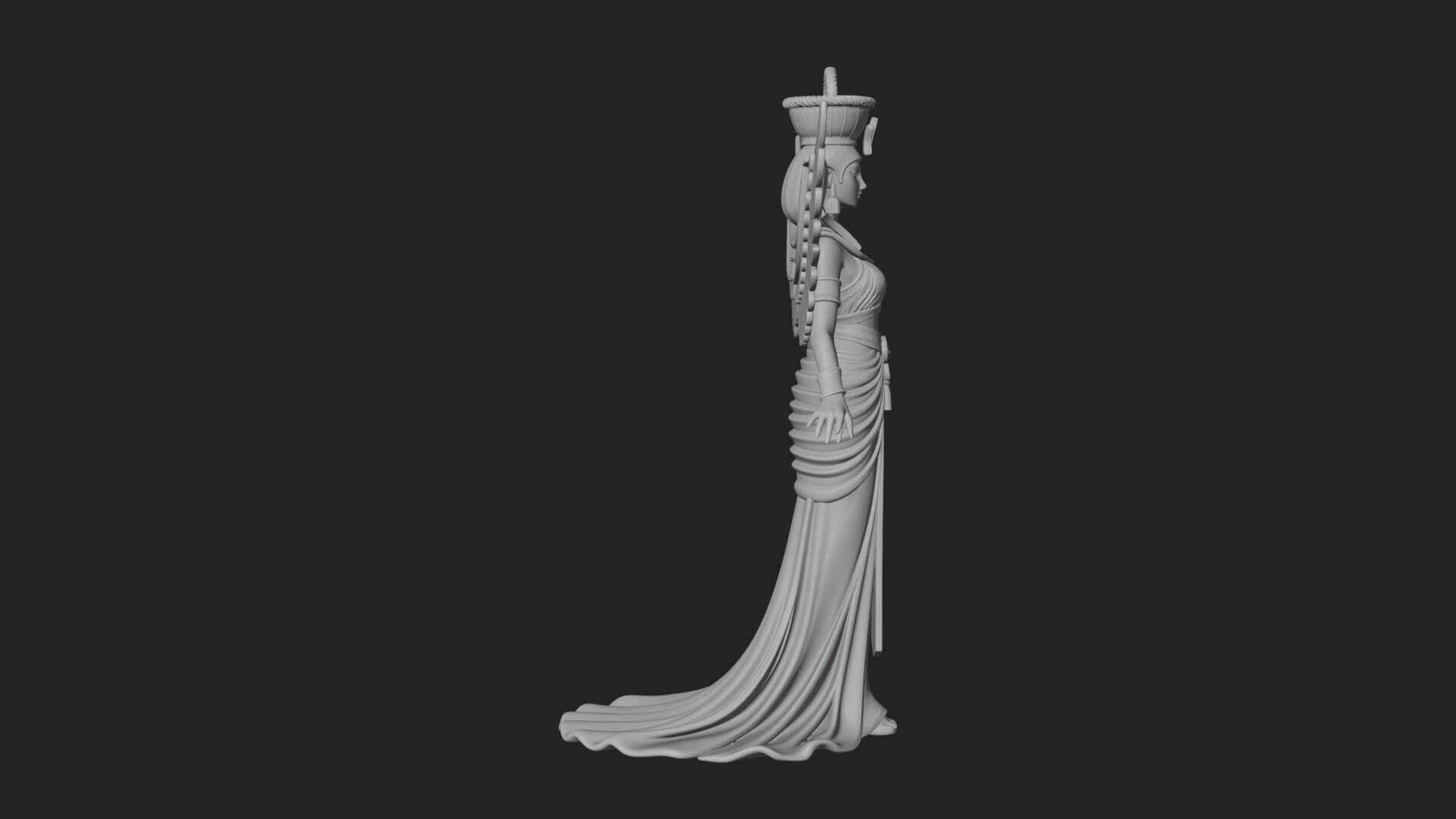 Winged Egyptian Goddess Statue Design 3 3D Print Model 3D Model