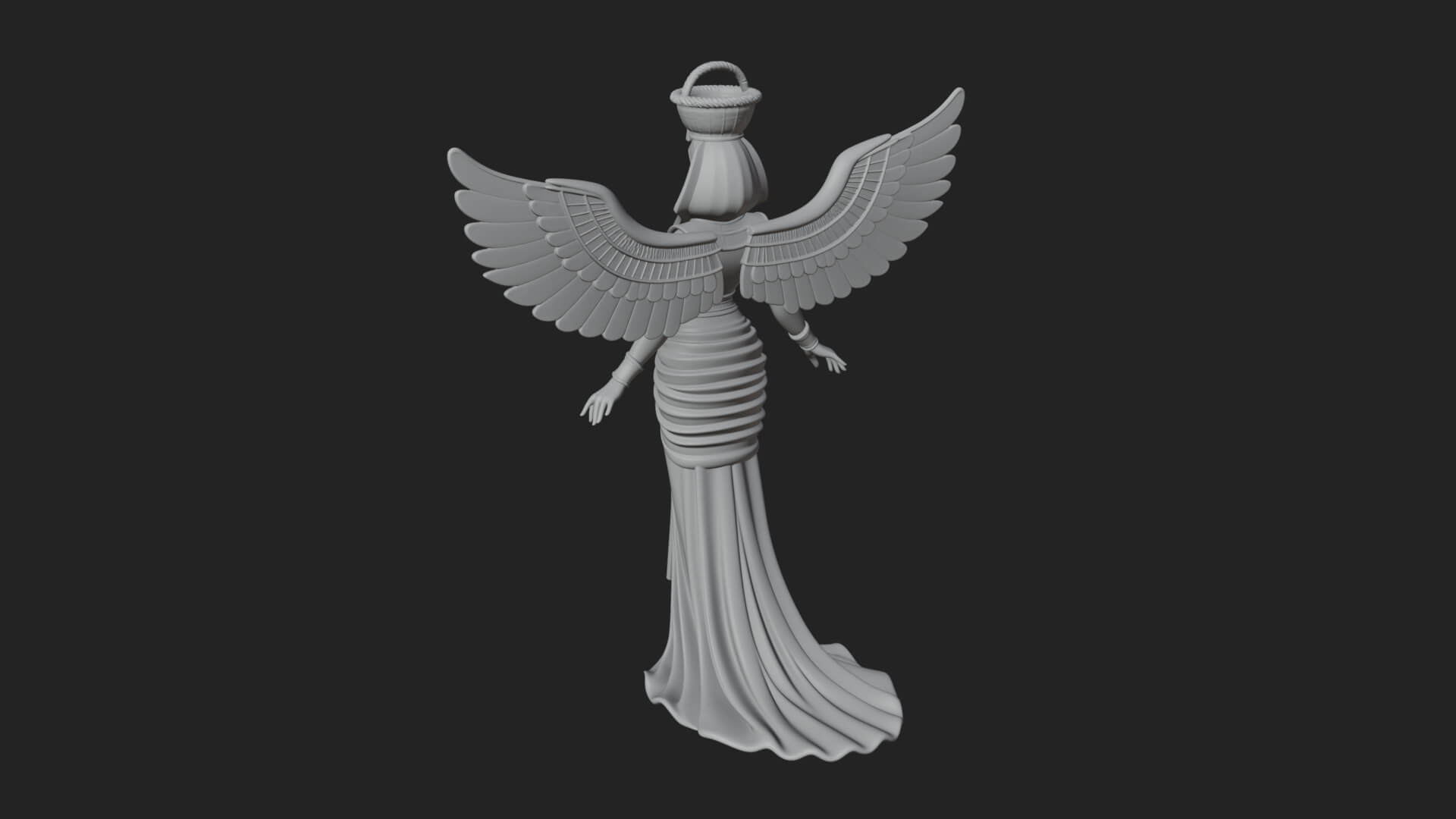 Winged Egyptian Goddess Statue Design 3 3D Print Model 3D Model