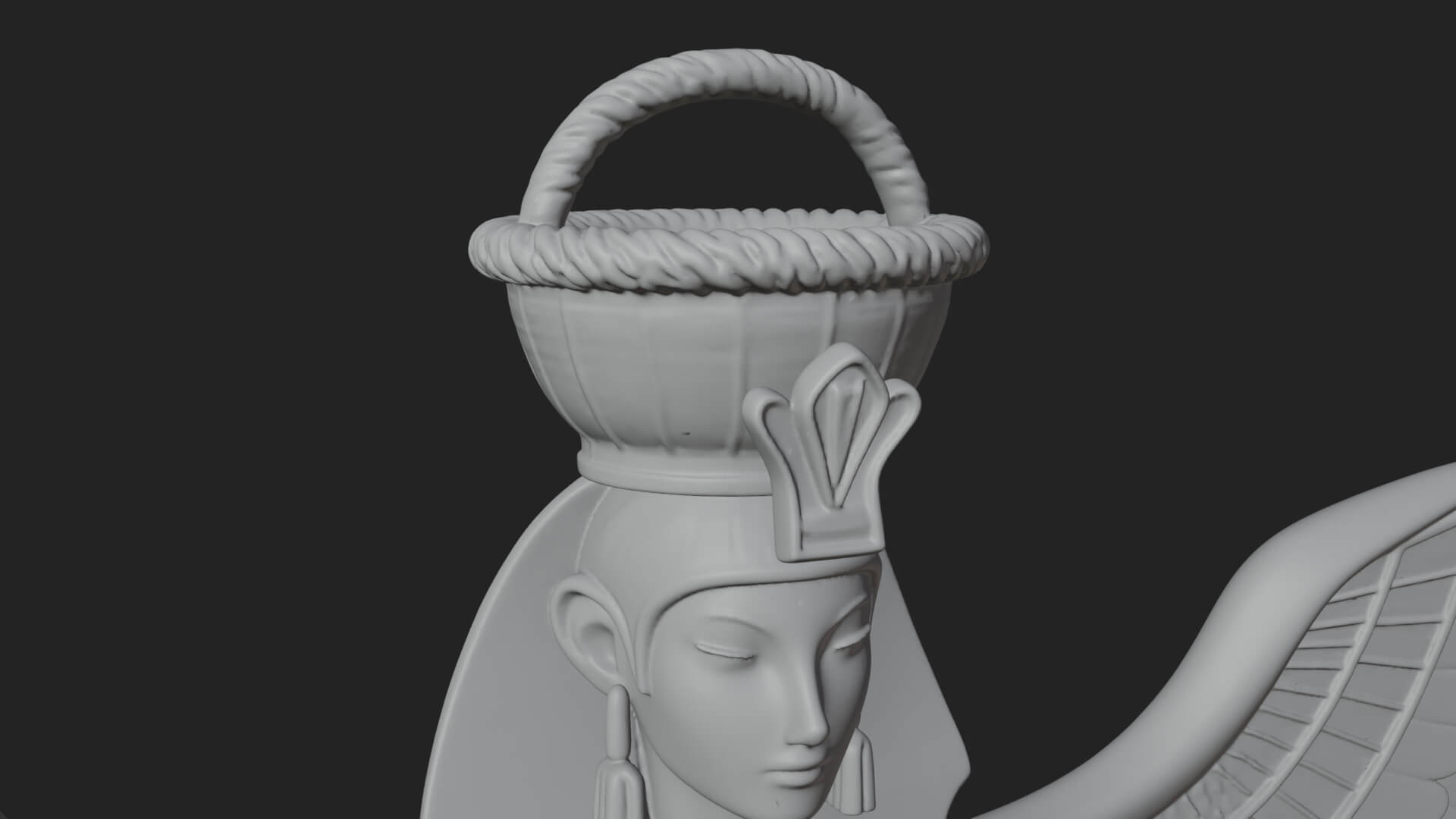 Winged Egyptian Goddess Statue Design 3 3D Print Model 3D Model