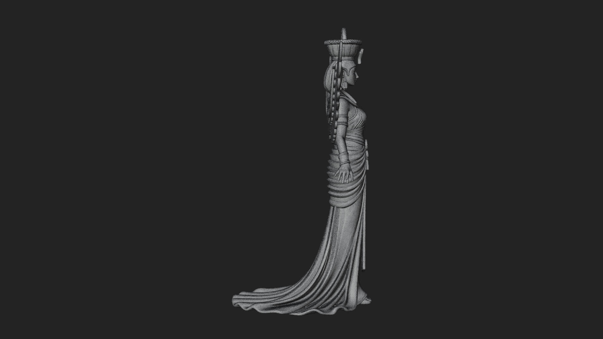 Winged Egyptian Goddess Statue Design 3 3D Print Model 3D Model