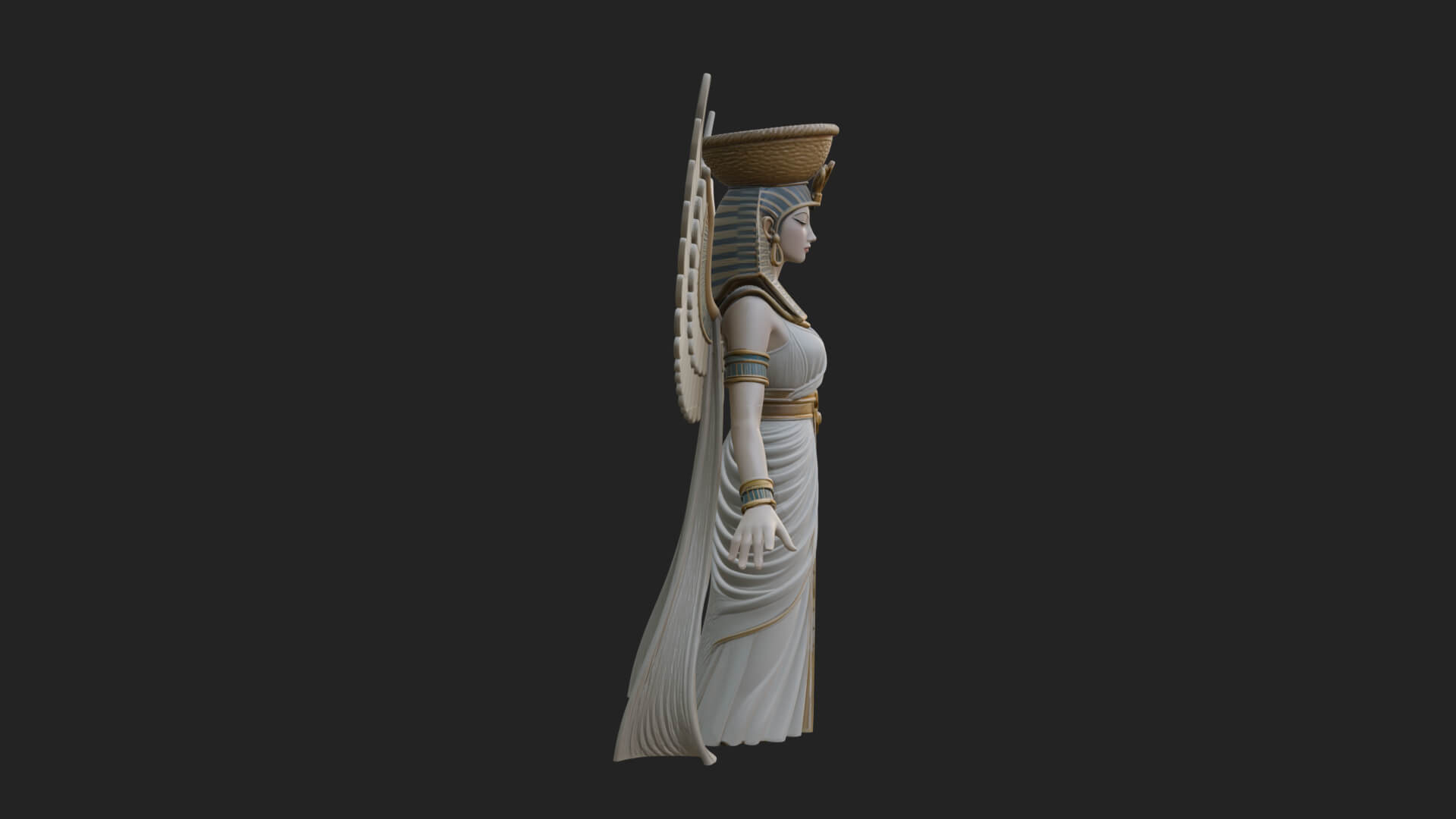Winged Egyptian Goddess Statue Design 4 3D Print Model 3D Model