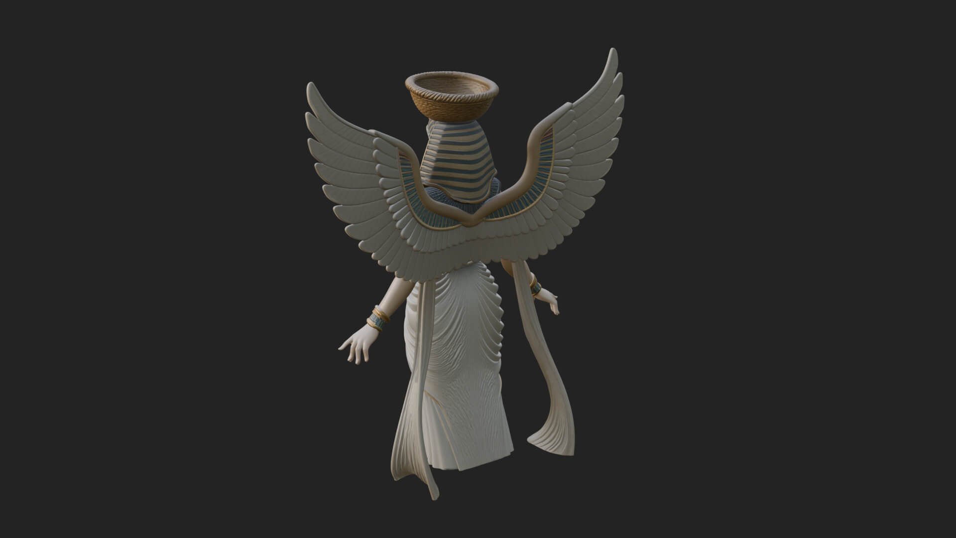 Winged Egyptian Goddess Statue Design 4 3D Print Model 3D Model