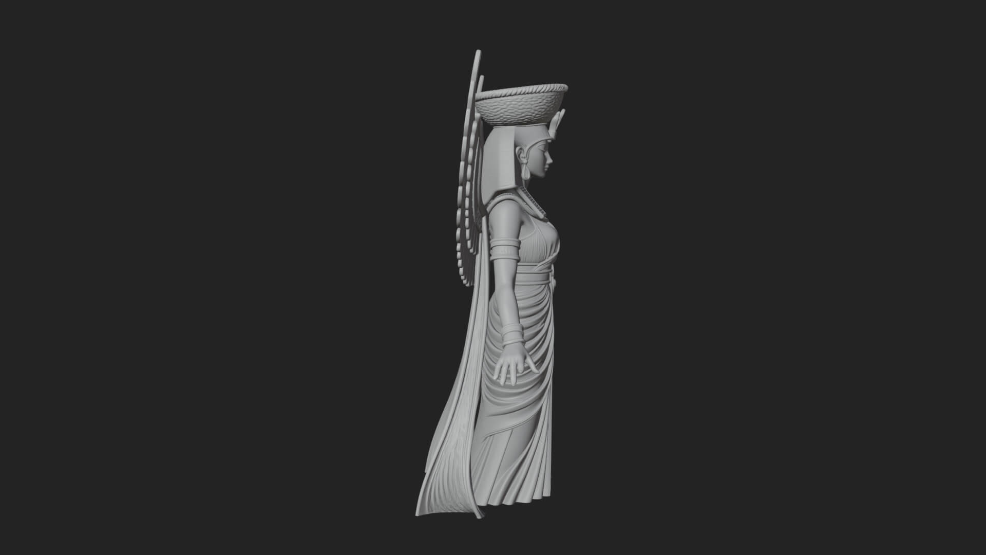 Winged Egyptian Goddess Statue Design 4 3D Print Model 3D Model