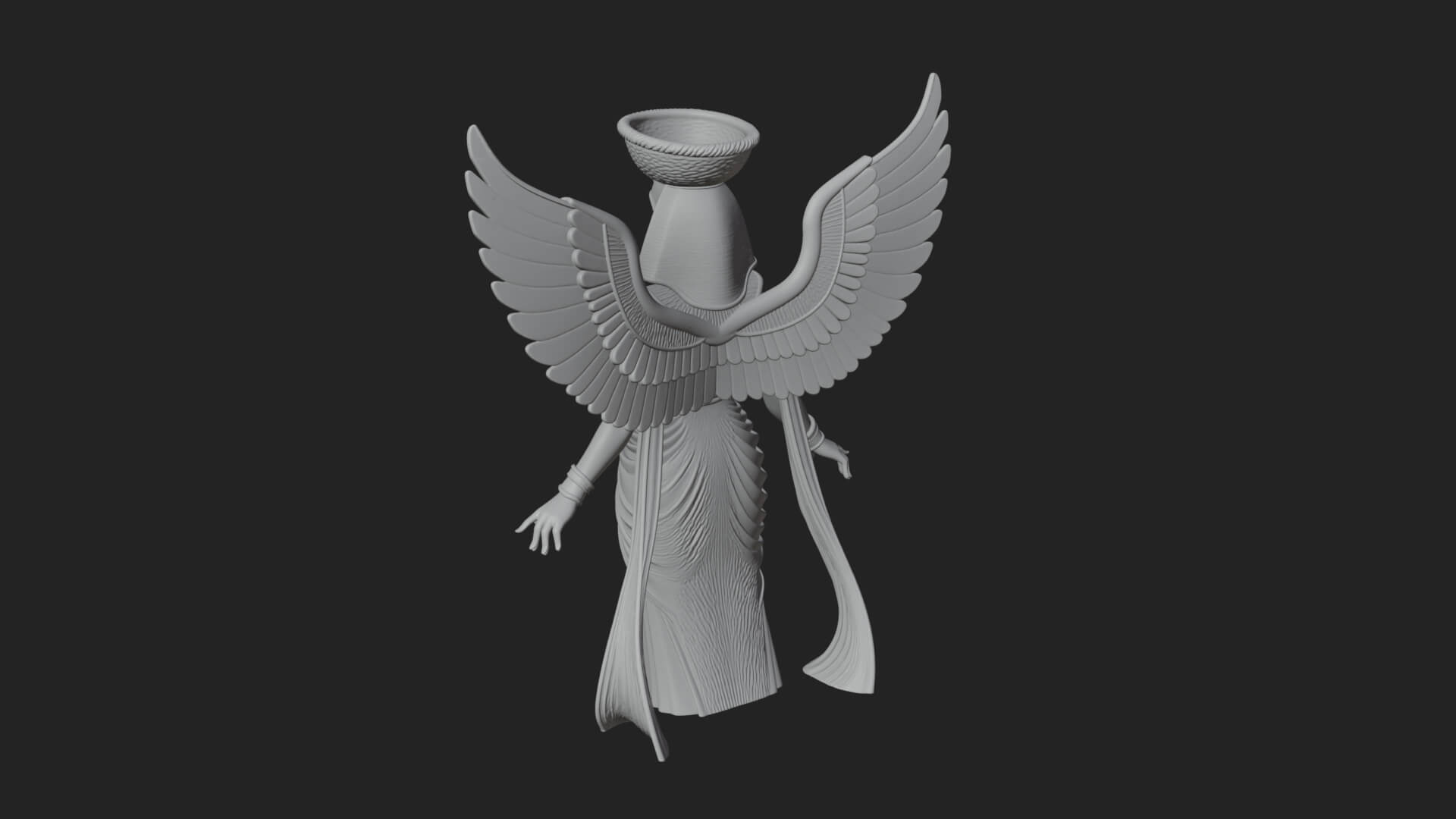 Winged Egyptian Goddess Statue Design 4 3D Print Model 3D Model