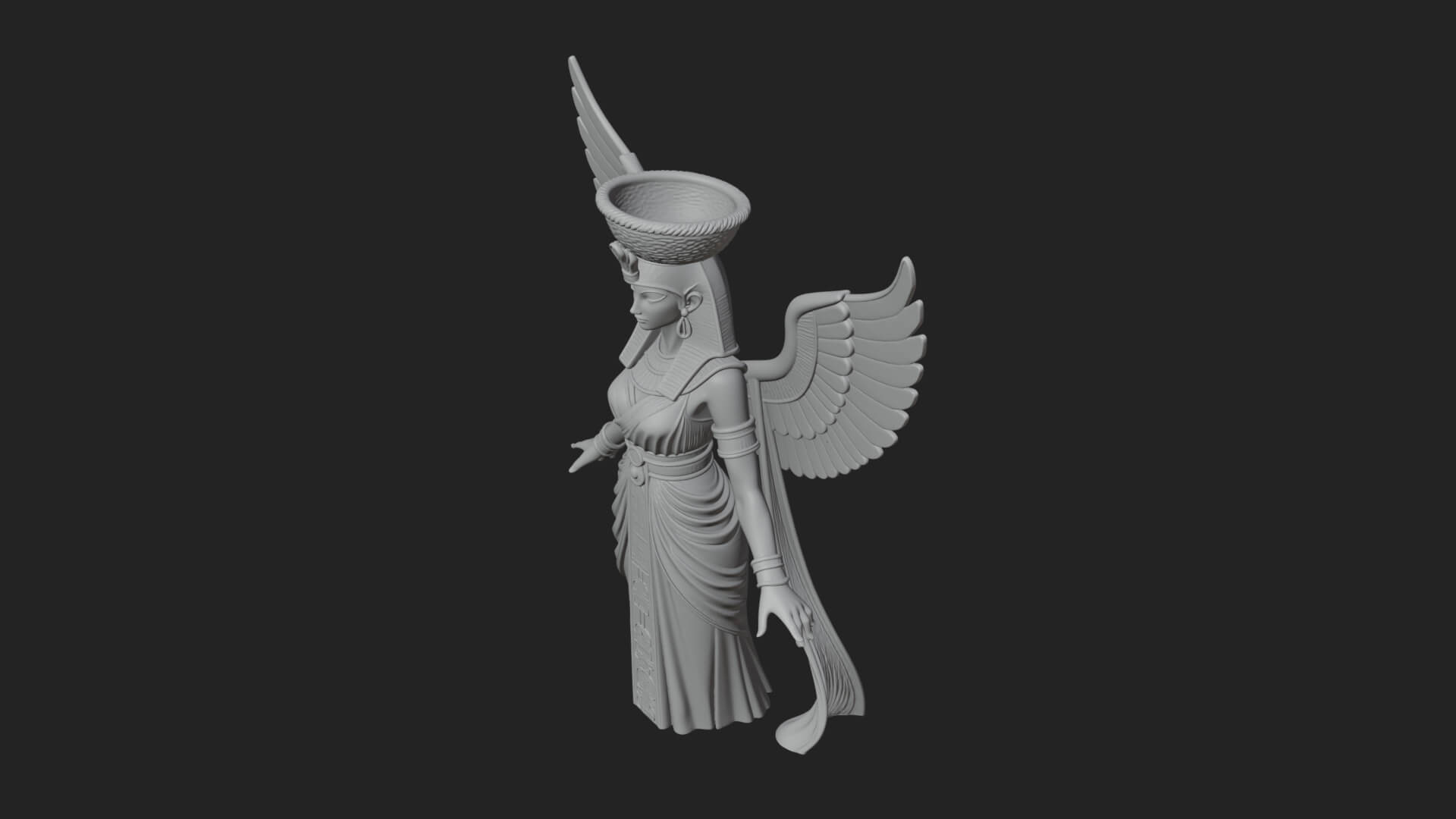 Winged Egyptian Goddess Statue Design 4 3D Print Model 3D Model