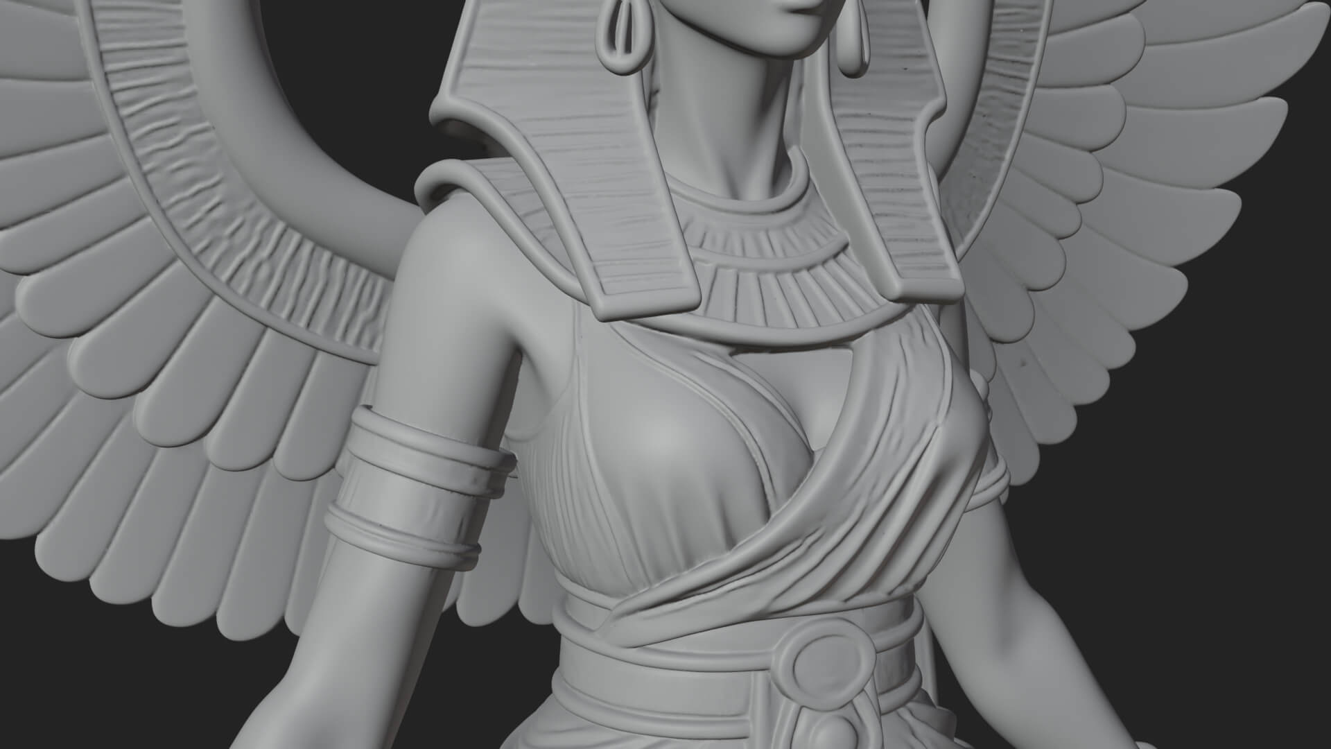 Winged Egyptian Goddess Statue Design 4 3D Print Model 3D Model