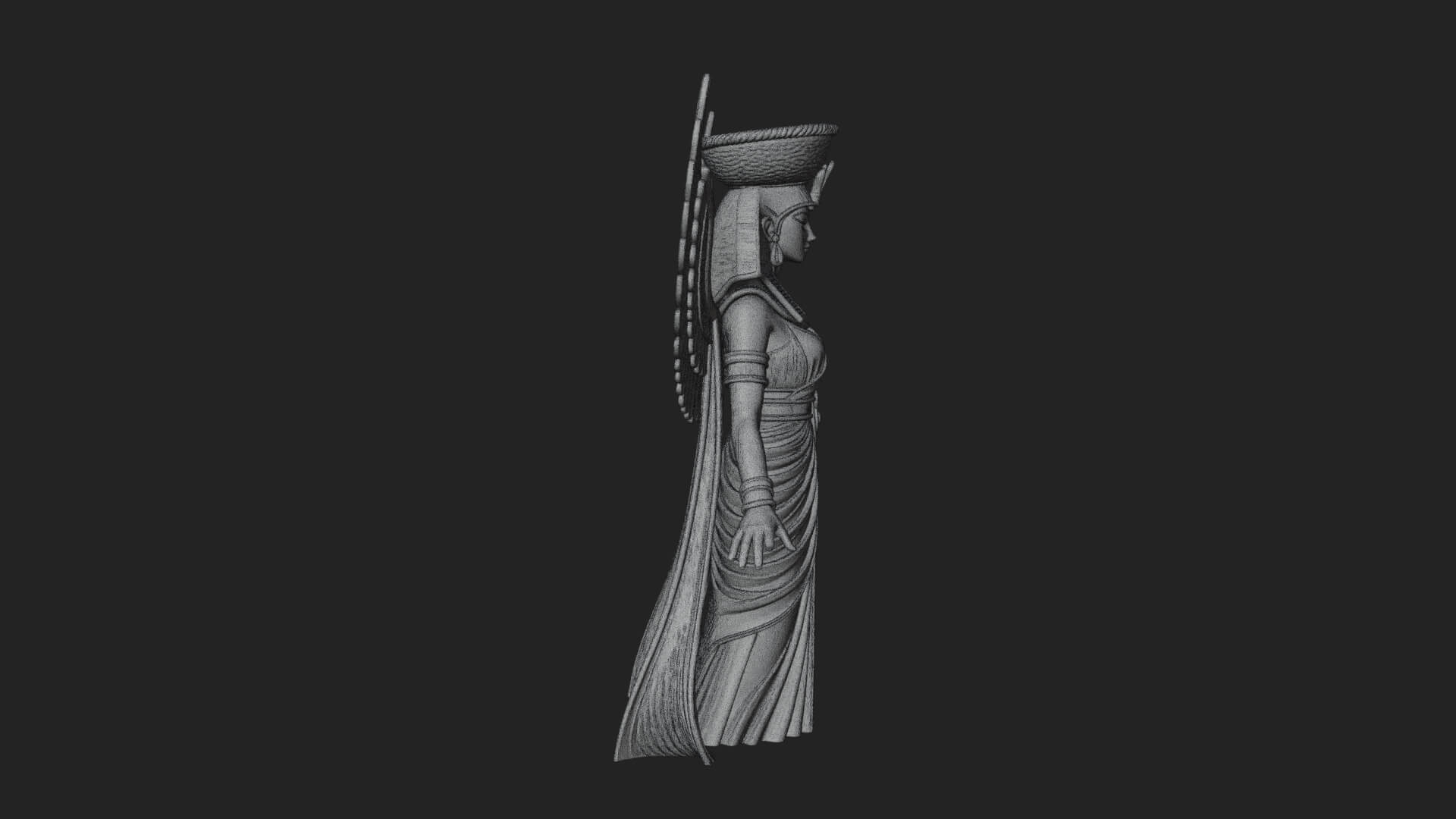 Winged Egyptian Goddess Statue Design 4 3D Print Model 3D Model