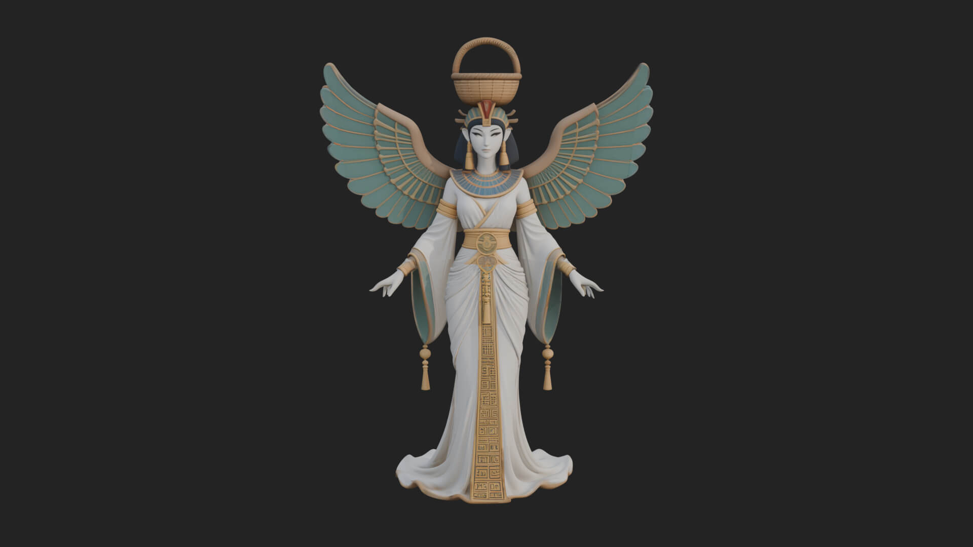 Winged Egyptian Goddess Statue Design 5 3d Print Model 3D Model
