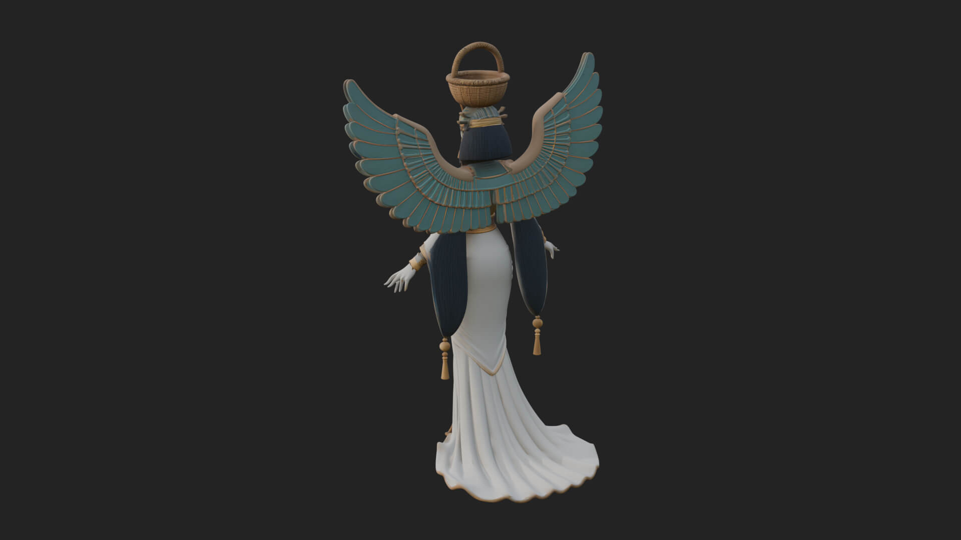 Winged Egyptian Goddess Statue Design 5 3d Print Model 3D Model
