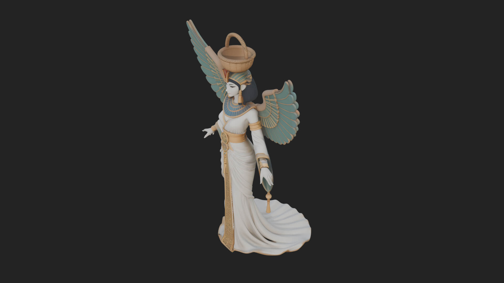 Winged Egyptian Goddess Statue Design 5 3d Print Model 3D Model