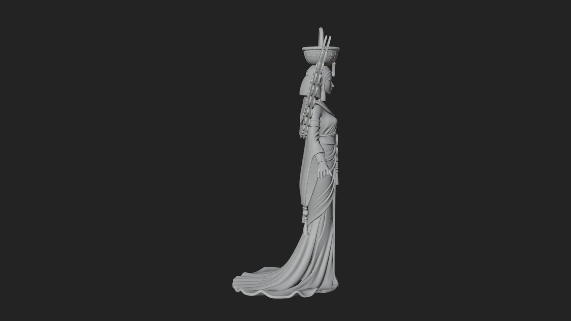 Winged Egyptian Goddess Statue Design 5 3d Print Model 3D Model