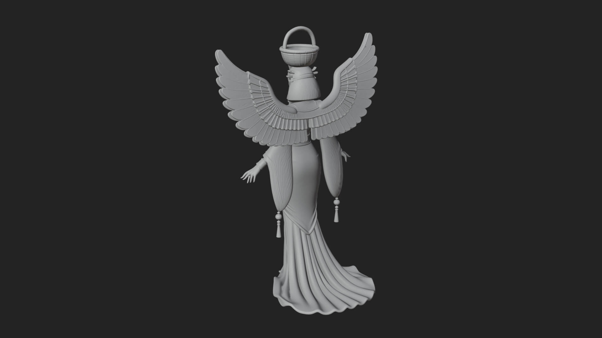 Winged Egyptian Goddess Statue Design 5 3d Print Model 3D Model