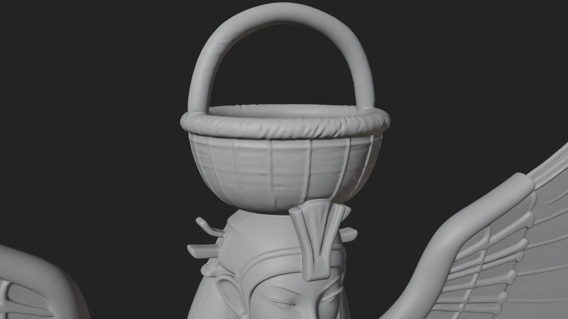 Winged Egyptian Goddess Statue Design 5 3d Print Model 3D Model