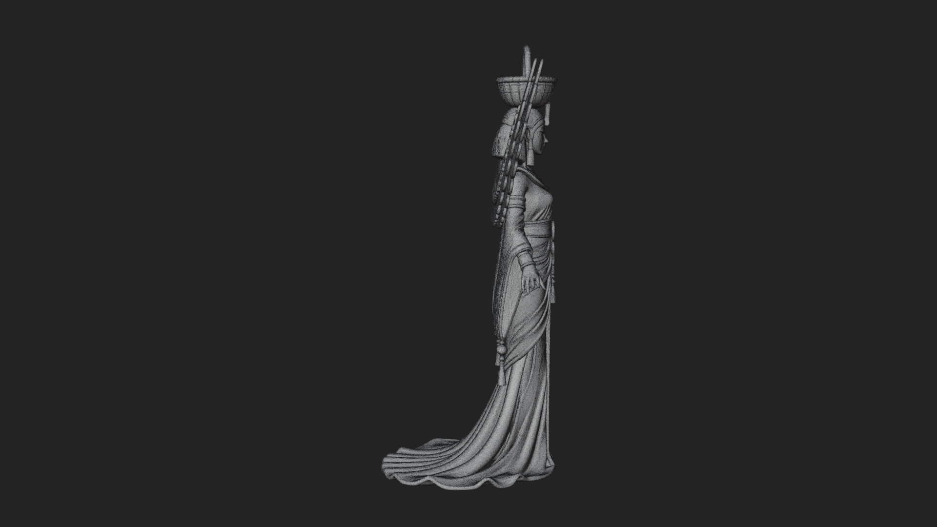 Winged Egyptian Goddess Statue Design 5 3d Print Model 3D Model