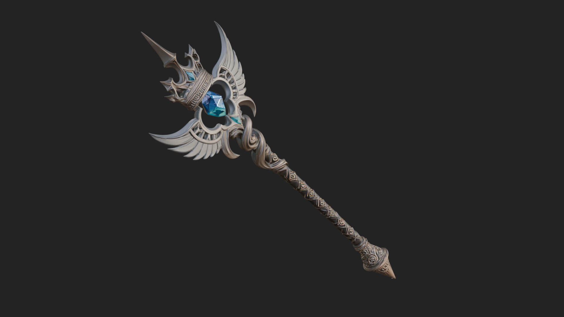 Winged Gem Staff Model Design 1 3D Print Model 3D Model