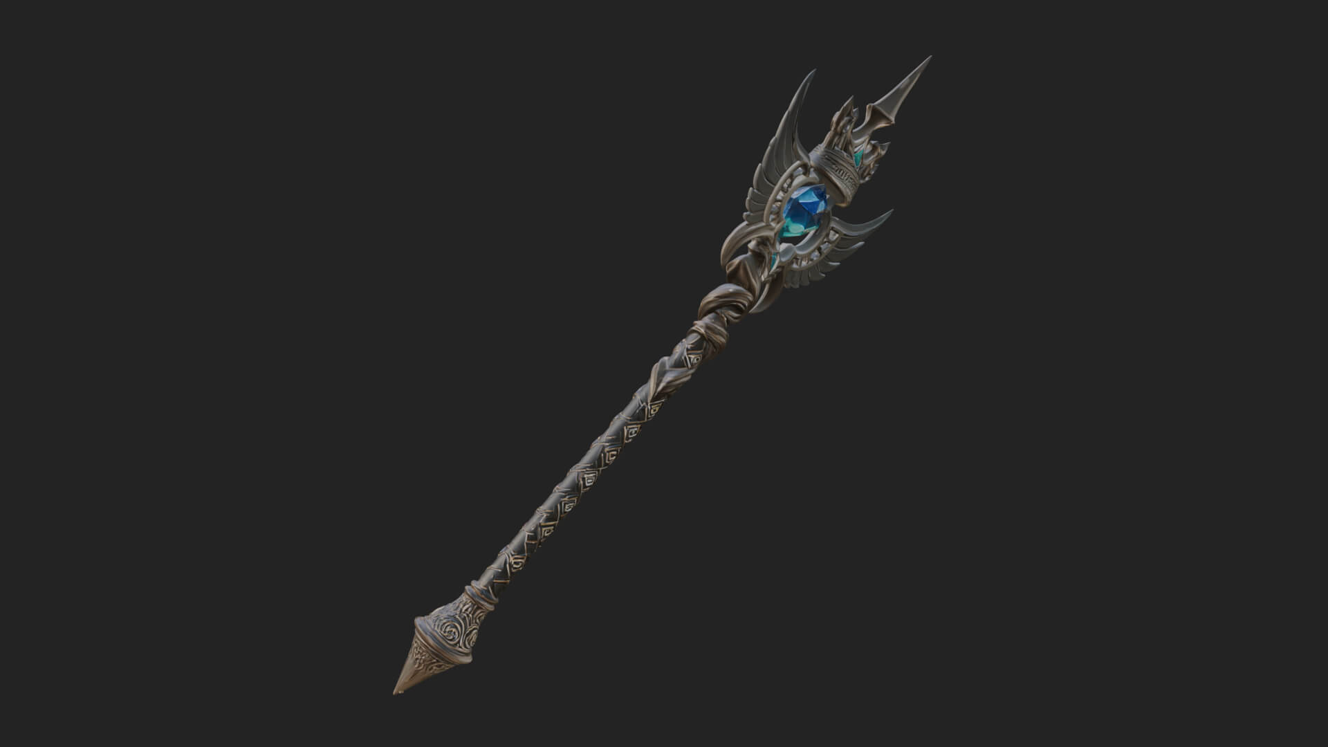 Winged Gem Staff Model Design 1 3D Print Model 3D Model