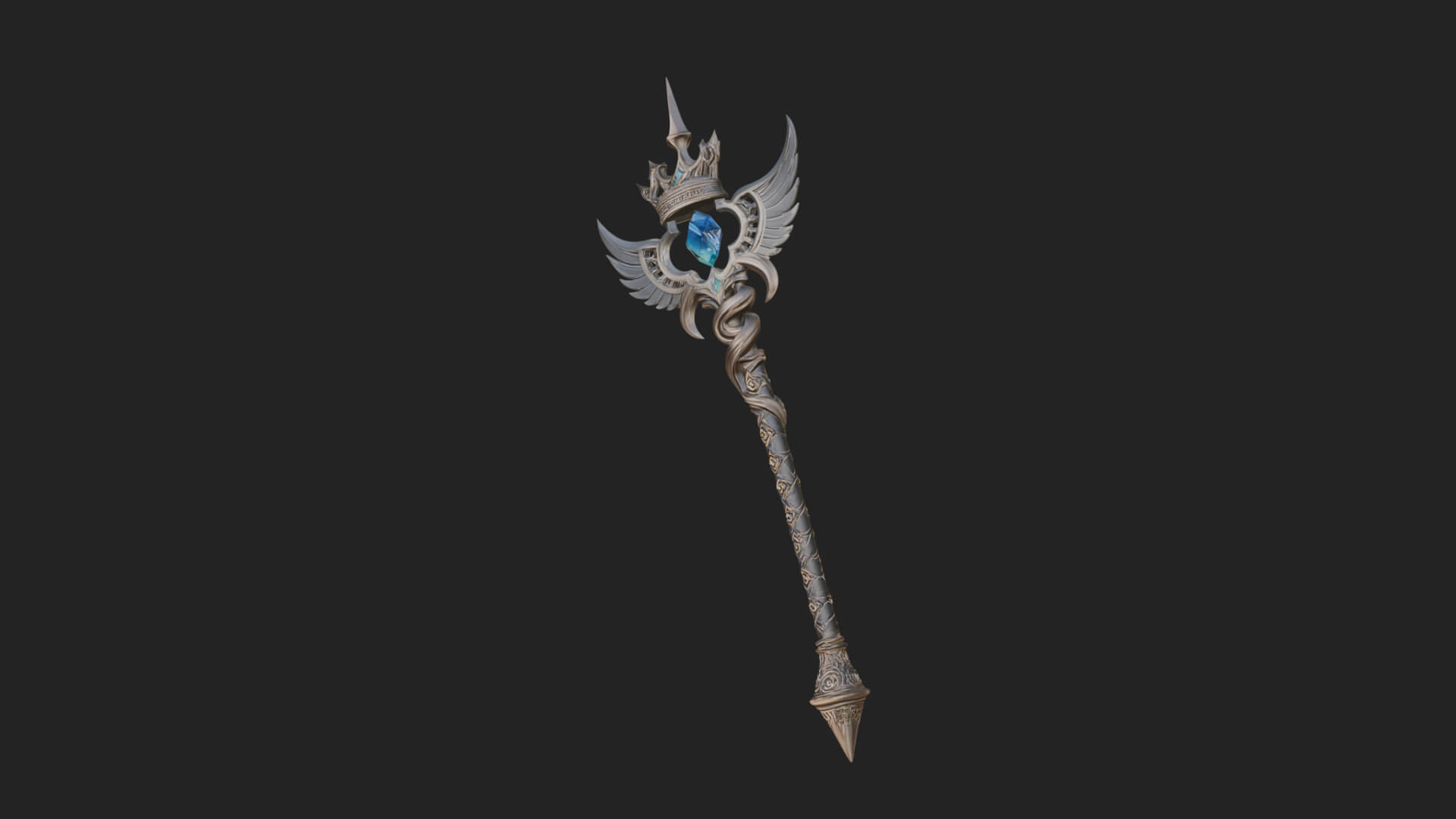 Winged Gem Staff Model Design 1 3D Print Model 3D Model