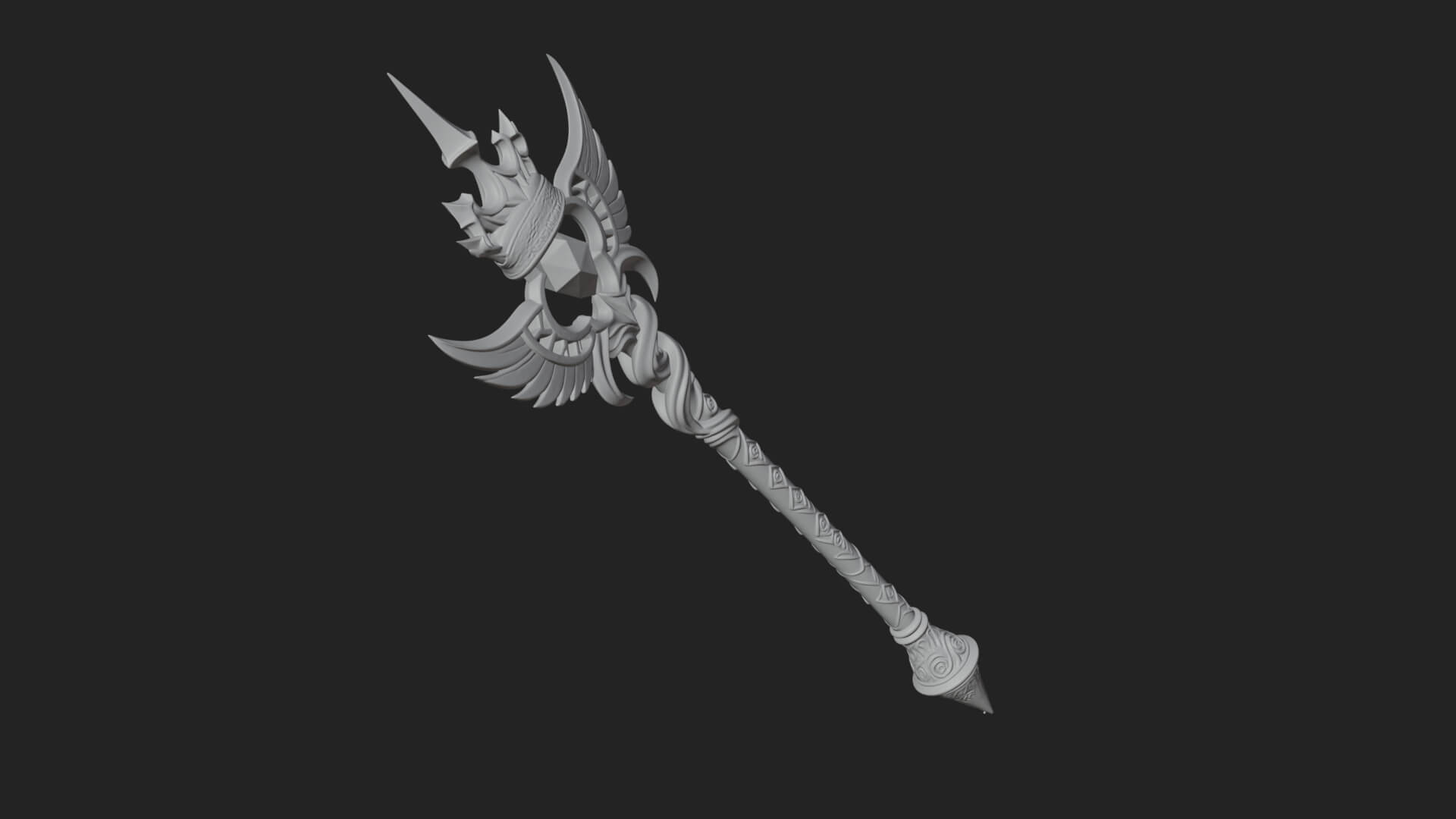 Winged Gem Staff Model Design 1 3D Print Model 3D Model